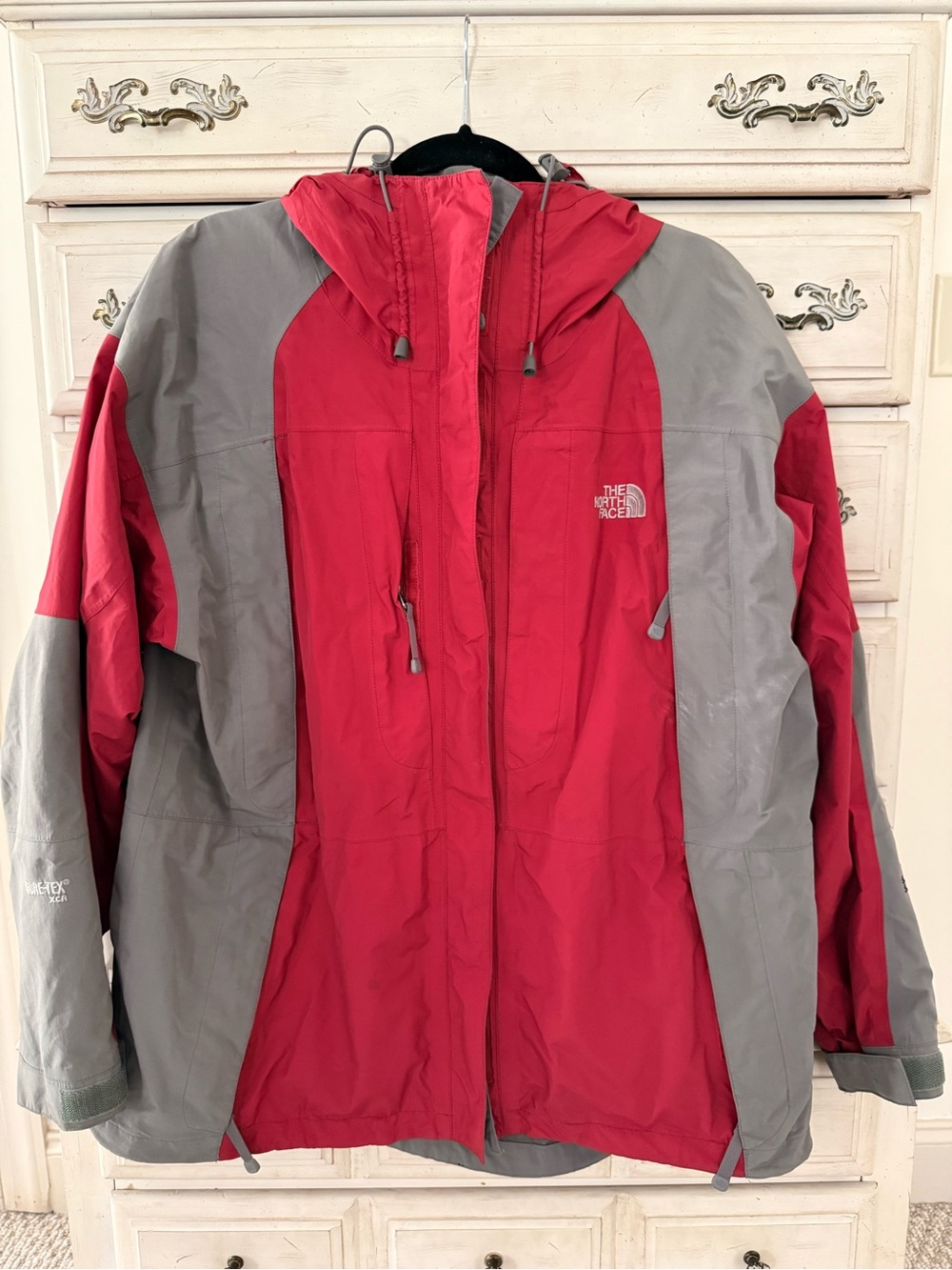 The North Face Women’s Red and Gray Hooded Ski Jacket